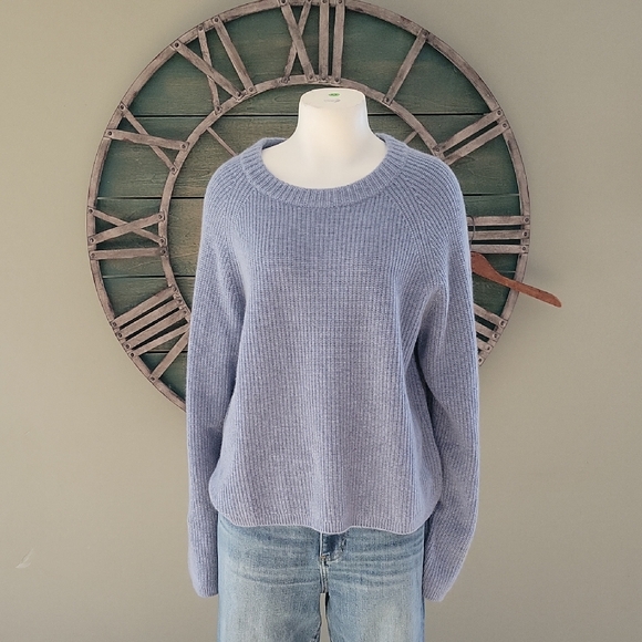 Quince Sweaters - Quince 100% Mongolian Cashmere Fisherman Crewneck Sweater In Faded Denim